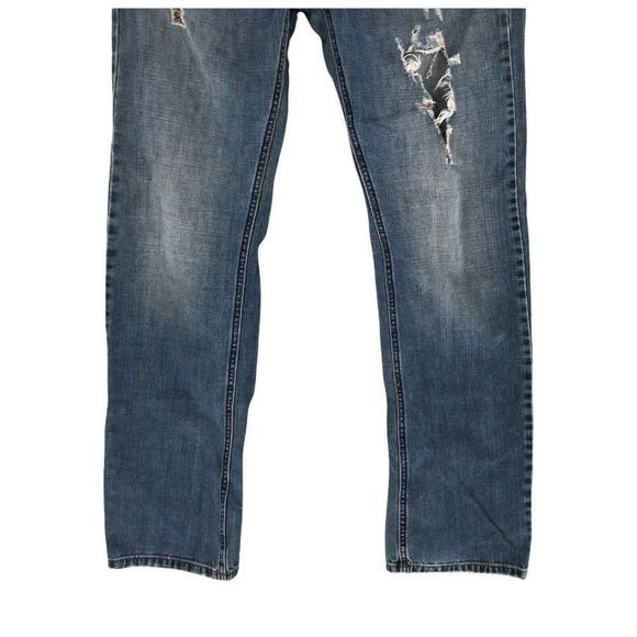 Industry Supply co Mens Jeans Blue Size 34x34 Denim Distressed Relaxed Straight - Picture 3 of 12